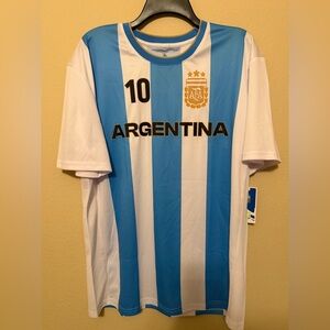 Argentina Lionel Messi #10 Soccer Jersey L Blue White World Cup Style Futbol Tee